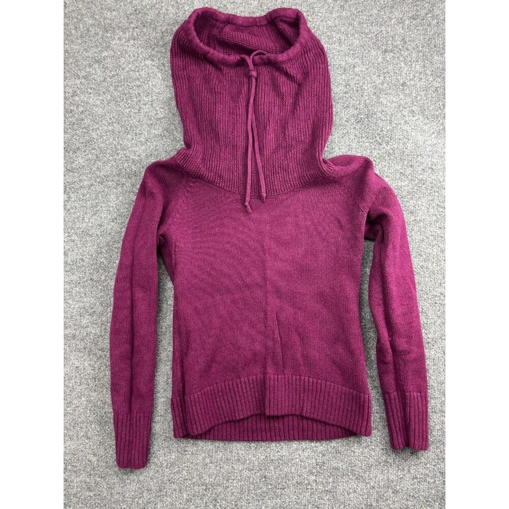 Columbia Sweater Womens Medium Purple Cowl Neck Hooded Knit‎ Raglan Pullover